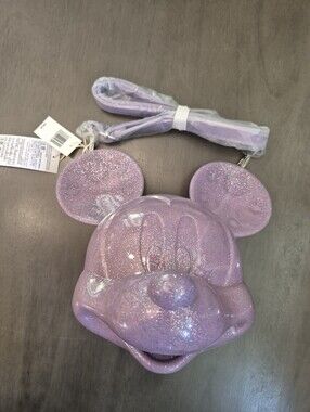 Loungefly Disney Parks Mickey Mouse Molded Head Purple Crossbody‎ Bag NWT